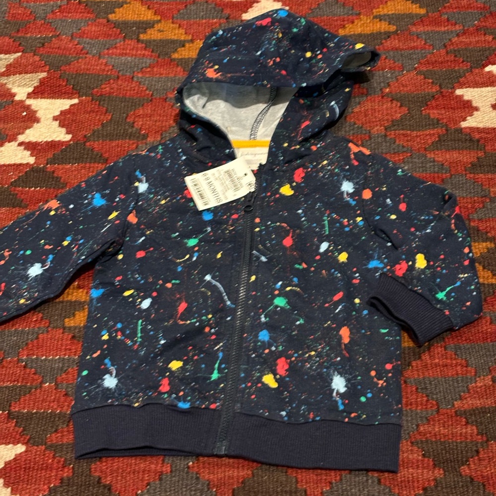NWT splatter print baby hoodie
